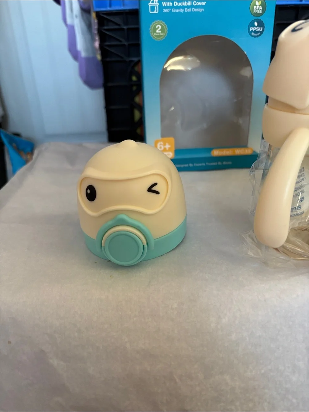 Beige & Teal Children's PPSU Drinking Cup with Handles